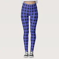 Blue Rustic Buffalo Plaid Lumberjack Check Leggings