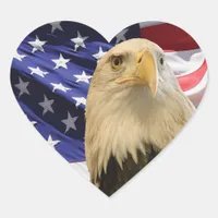 American Bald Eagle and Flag Heart Sticker