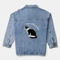 Black & White Tuxedo Cat Personalized Denim Jacket