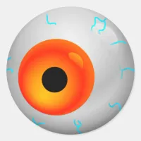 Orange Bloodshot Zombie Eyeball Halloween Classic Round Sticker