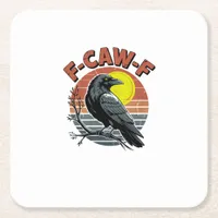 Funny Crow F-Caw-F Retro Sunset Adult Design Tri-B Square Paper Coaster