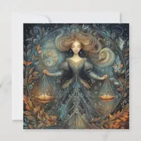 Libra Scales Zodiac Astrology Mystical Birthday Card