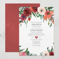 Burnt Orange and Blush Floral Wedding Invitation