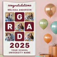 Graduation Modern Bold Customized 5 Photo Collage Banner