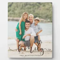 Elegant Script Typography Family Photo Plaque