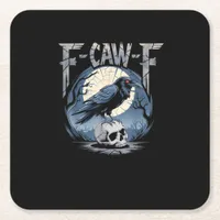 F-Caw-F Minimal Clean Square Paper Coaster