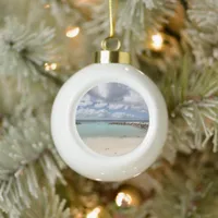 Beach on De Palm Island - Aruba Ceramic Ball Christmas Ornament