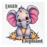 Eager Elephant  | Cute Cartoon Kid's Nursery Art