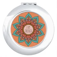 I Am Enough Boho Floral Mandala Compact Mirror