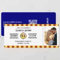 Mustard Yellow, Rust & Navy Cinema Ticket Wedding Invitation