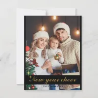 New year cheer fun elegant one photo card