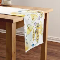 Cute Watercolor Cottagecore Yellow on white | Medium Table Runner