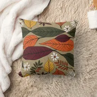 Colorful autumn leaves on a warm background throw pillow