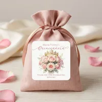 Watercolor Pastel Pink Rose Gold Tiara Quinceañera Square Sticker