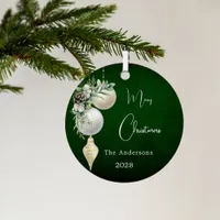 Green gold white baubles Christmas Metal Ornament