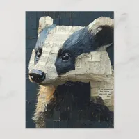 Cute Badger Collage Postcard