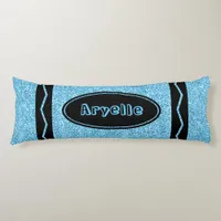 Sky Blue Glitter Crayon Custom Name Body Pillow