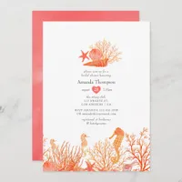 Watercolor Living Coral Beach Bridal Shower Invitation