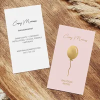 Modern Gold Pink Balloon Artist | Event Planner Business Card