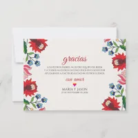Colorful Floral Botanical Modern Spanish Wedding Thank You Card