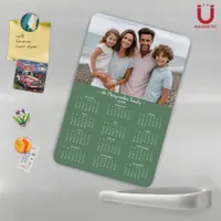 2026 Green Personalized Holiday Photo Calendar Magnet