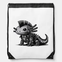 Whimsigoth Cyborg Axolotl Vintage Art Design Class Drawstring Bag