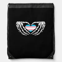 Trans Pride Skeleton Halloween Transgender Goth He Drawstring Bag