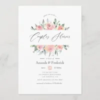 Pastel Blush Pink Floral Couples Shower Invitation