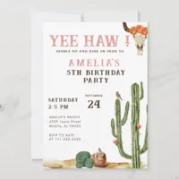 Pink Yee Haw Western Rodeo Cowgirl Birthday  Invitation