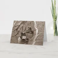 Wood Duck Drake and Hen in Sepia Card