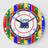 Cute Primary Colors Choo Choo Train Large Clock