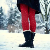 Festive Fun Novelty Red Pink Polka Dot Christmas Leggings