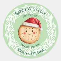 Baked With Love Cute Christmas Cookie  Classic Round Sticker