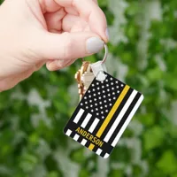 Thin Gold Line Personalized Name 911 Dispatcher Ke Keychain