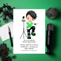 Cute Boy Rock Star Birthday Party Invitation