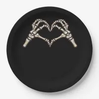Skeleton Hand Hearts Design Paper Plates