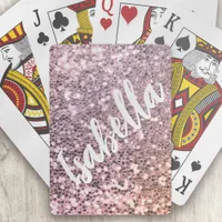 Monogram Name Pink Glitter Poker Cards