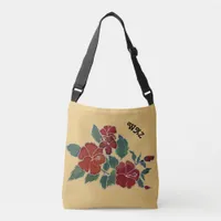 Cross Body Bag  - Hibiscus Blossoms and Initals