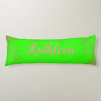 Monogrammed Rose Gold Pink Roses on Green |  Body Pillow