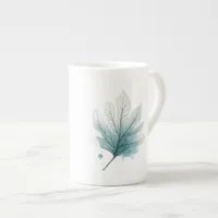 Coastal Tropical botanical leaf Bone China Mug