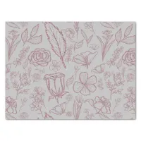 Simple Pink Floral on Grey | Tissue Paper