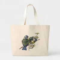 Happy Vintage Birds Large Tote Bag