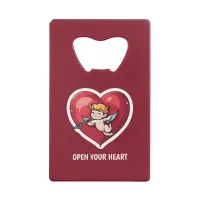 Cupid on Red Heart Credit Card Bottle Opener