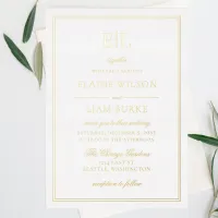 Elegant Luxe Gold Calligraphy Modern Wedding   Foi Foil Invitation