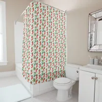 Pretty Watercolor Red and Green Stockings Shower Curtain