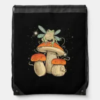 Cute Cottagecore Aesthetic Mushroom Frog Goblincor Drawstring Bag