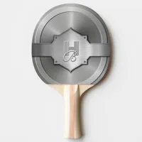 Metallic Steel Engraved trompe l’œil  Monogram  Ping Pong Paddle