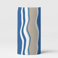 Trendy Modern Relaxed Coastal Stripes Pillar Candle