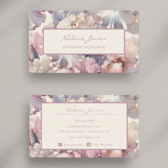 Elegant Blush Pink Watercolor Floral Professional Business Card