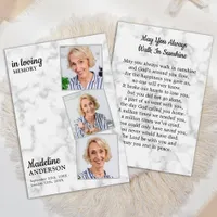 Modern 3 Photo Memorial Funeral Prayer Card